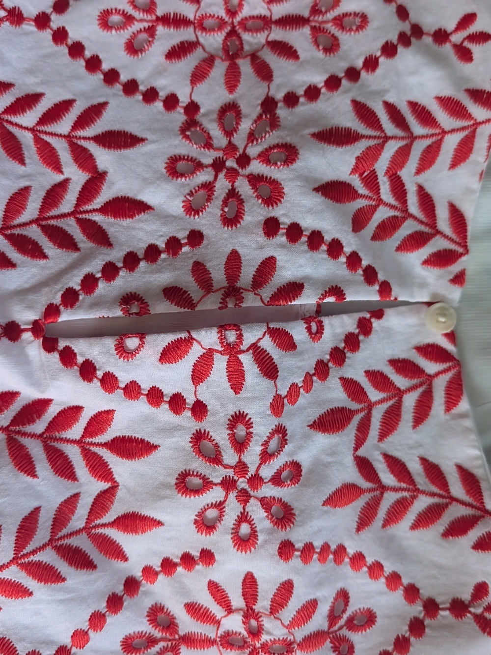 Ann Taylor Red White Floral Eyelet Dress Tie Waist Short Sleeve Dress Sz XS - Picture 12 of 12